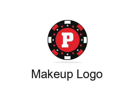 letter P in poker chip