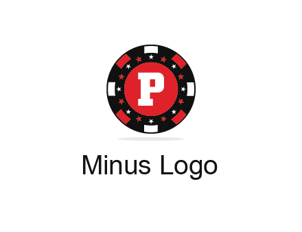 letter P in poker chip
