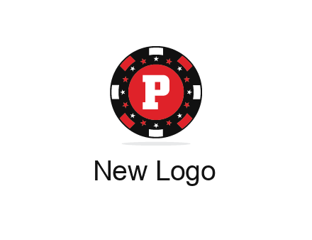 letter P in poker chip