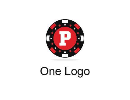 letter P in poker chip