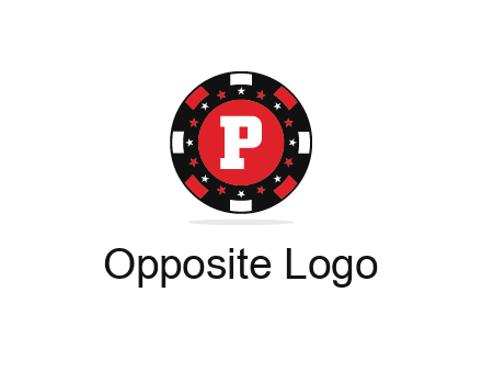 letter P in poker chip