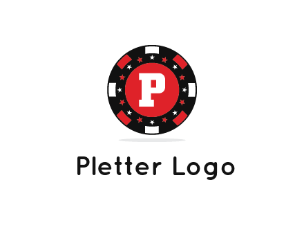 letter P in poker chip