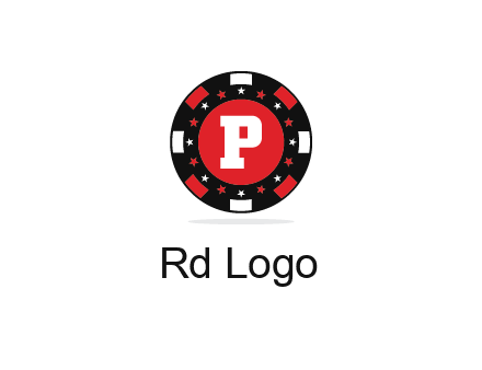 letter P in poker chip