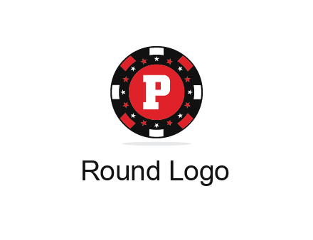 letter P in poker chip