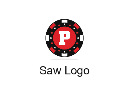 letter P in poker chip
