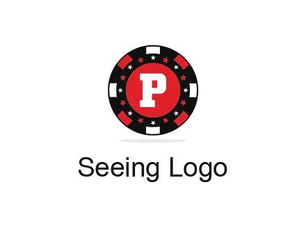letter P in poker chip