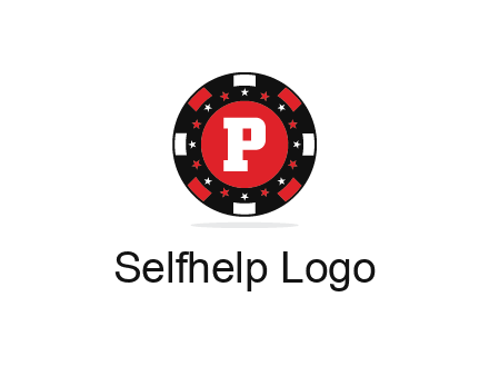letter P in poker chip