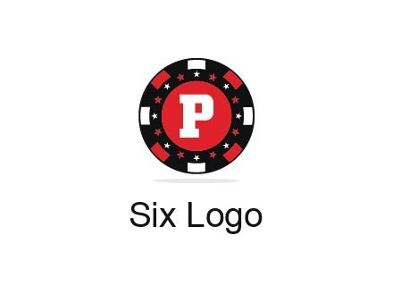 letter P in poker chip