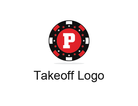 letter P in poker chip