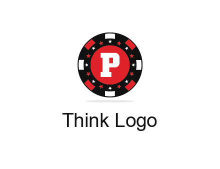 letter P in poker chip