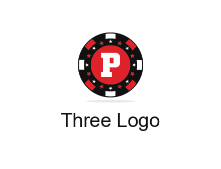letter P in poker chip