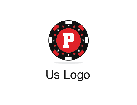 letter P in poker chip
