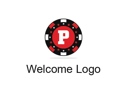 letter P in poker chip