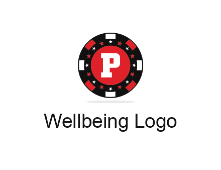 letter P in poker chip