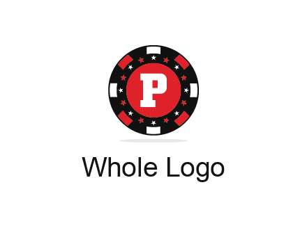 letter P in poker chip
