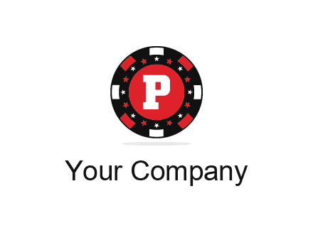 letter P in poker chip