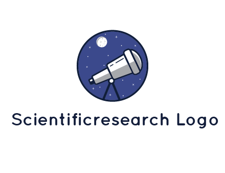 telescope with moon and stars in circle