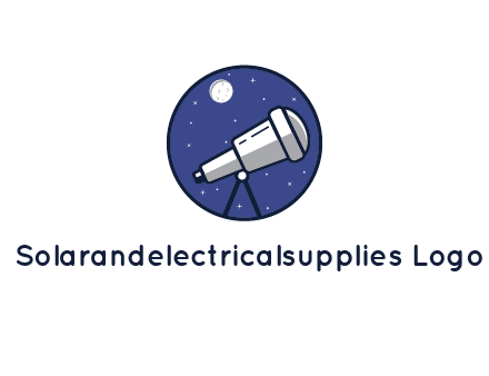 telescope with moon and stars in circle