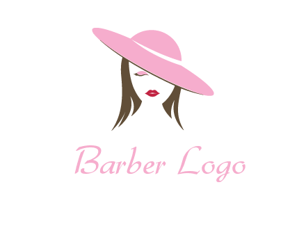 head of woman with tilted fancy hat fashion logo icon