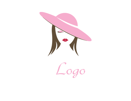 head of woman with tilted fancy hat fashion logo icon