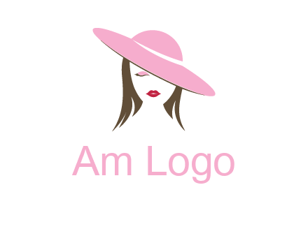 head of woman with tilted fancy hat fashion logo icon