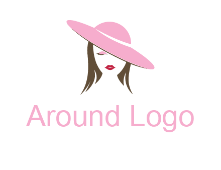 head of woman with tilted fancy hat fashion logo icon