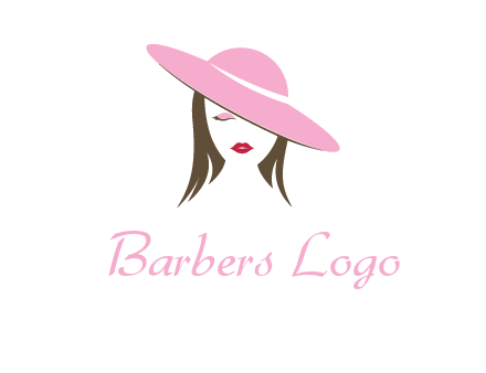 head of woman with tilted fancy hat fashion logo icon