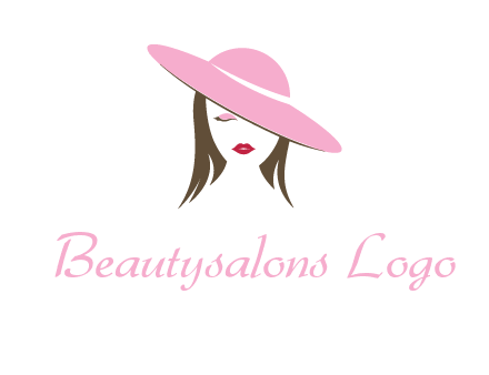 head of woman with tilted fancy hat fashion logo icon