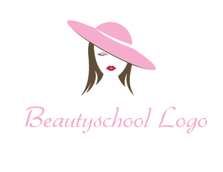 head of woman with tilted fancy hat fashion logo icon