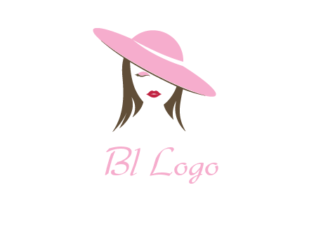 head of woman with tilted fancy hat fashion logo icon