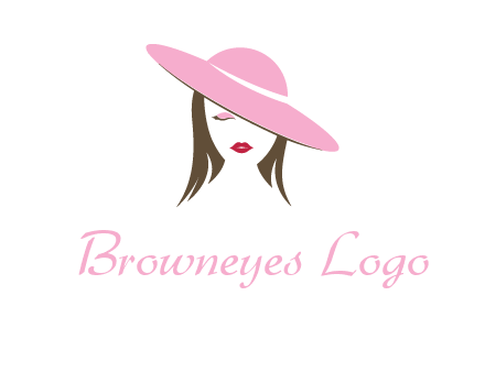 head of woman with tilted fancy hat fashion logo icon