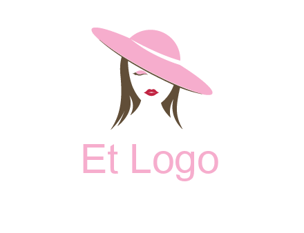 head of woman with tilted fancy hat fashion logo icon