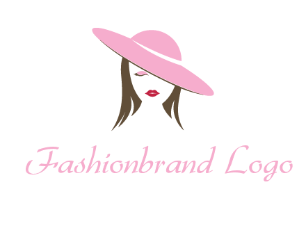 head of woman with tilted fancy hat fashion logo icon