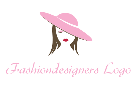 head of woman with tilted fancy hat fashion logo icon