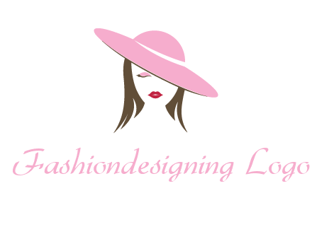 head of woman with tilted fancy hat fashion logo icon