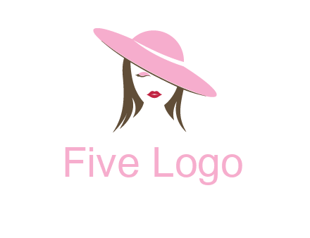 head of woman with tilted fancy hat fashion logo icon