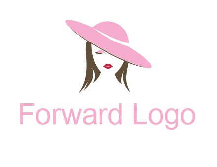 head of woman with tilted fancy hat fashion logo icon