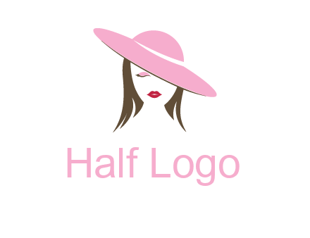 head of woman with tilted fancy hat fashion logo icon