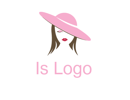 head of woman with tilted fancy hat fashion logo icon