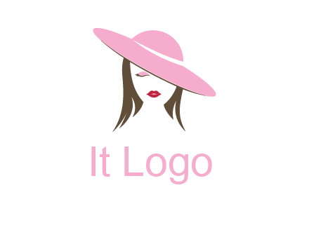 head of woman with tilted fancy hat fashion logo icon