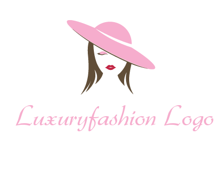 head of woman with tilted fancy hat fashion logo icon