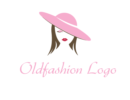head of woman with tilted fancy hat fashion logo icon