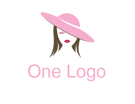 head of woman with tilted fancy hat fashion logo icon
