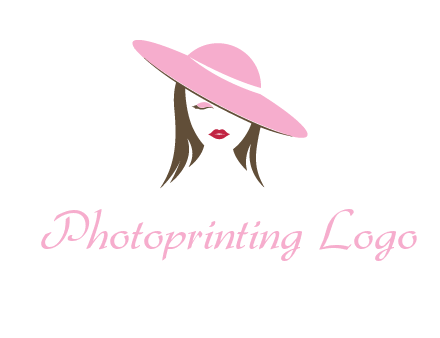 head of woman with tilted fancy hat fashion logo icon