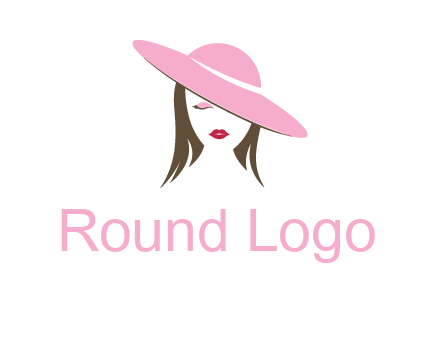 head of woman with tilted fancy hat fashion logo icon