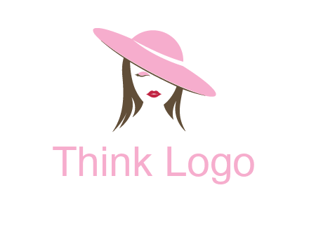 head of woman with tilted fancy hat fashion logo icon