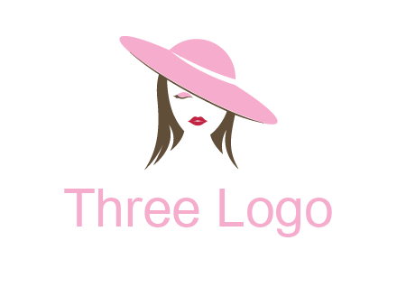 head of woman with tilted fancy hat fashion logo icon