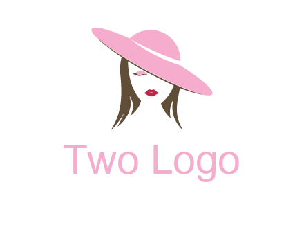 head of woman with tilted fancy hat fashion logo icon