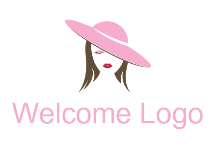 head of woman with tilted fancy hat fashion logo icon