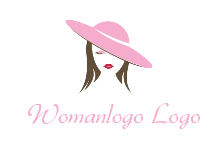 head of woman with tilted fancy hat fashion logo icon